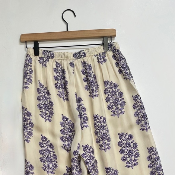 J. CREW New Soleil Pants Blooming Lilac Block Print Floral Elastic Waist Small - Picture 9 of 16
